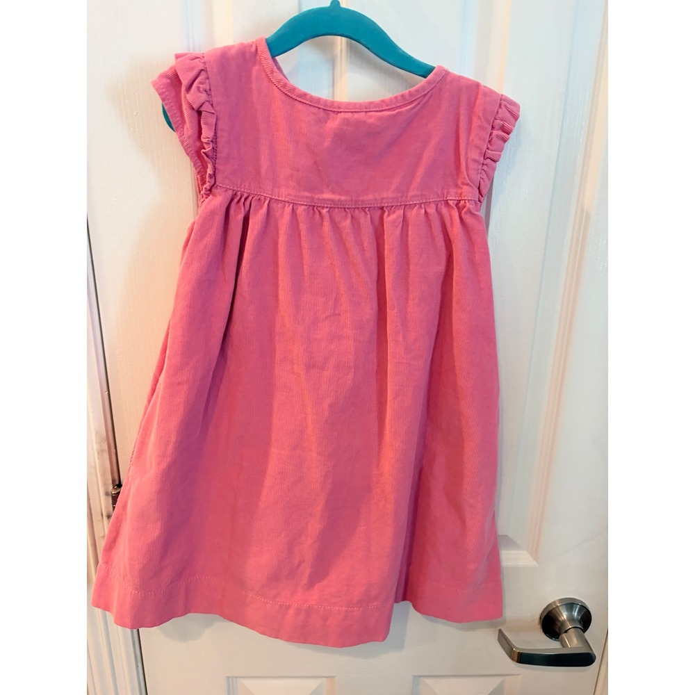 Mini Boden Corduroy Dress Pink Ruffle Sleeve Floral Lined G1341 5-6Y